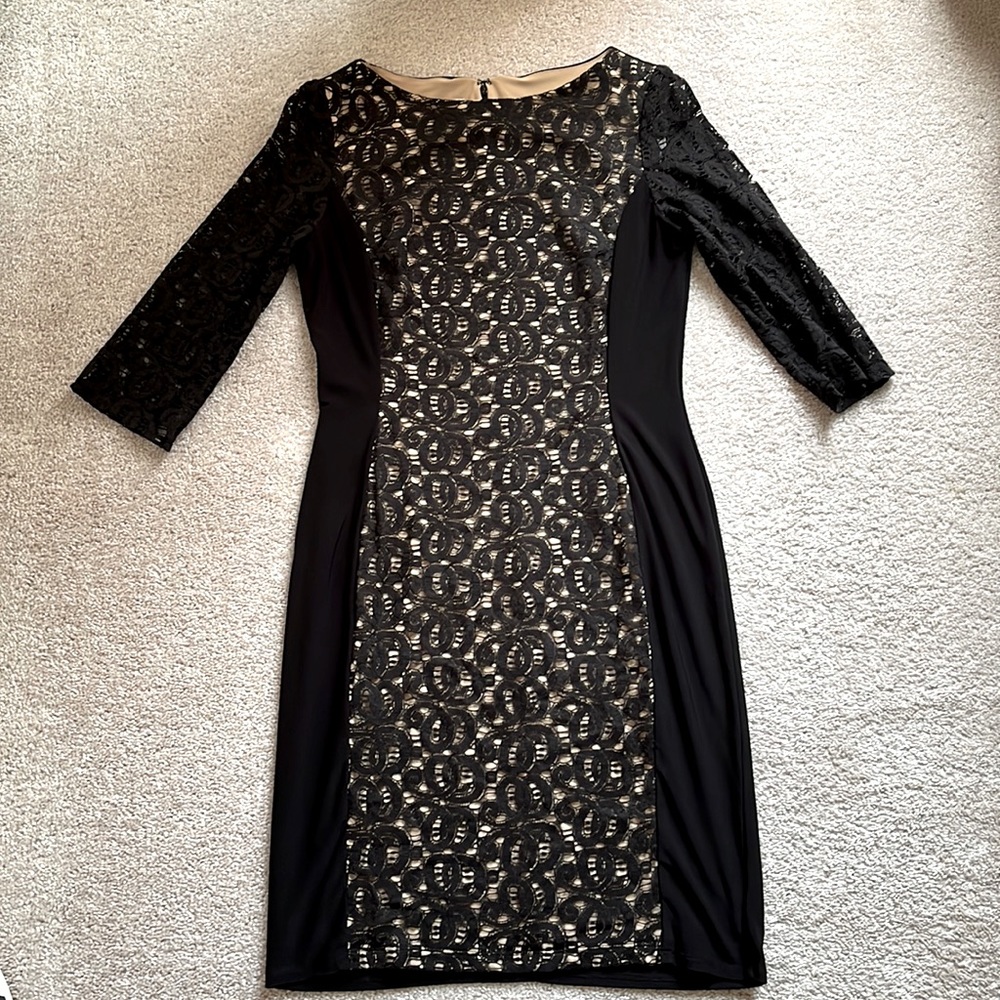 Anne Klein Midi Dress with crochet panel middle